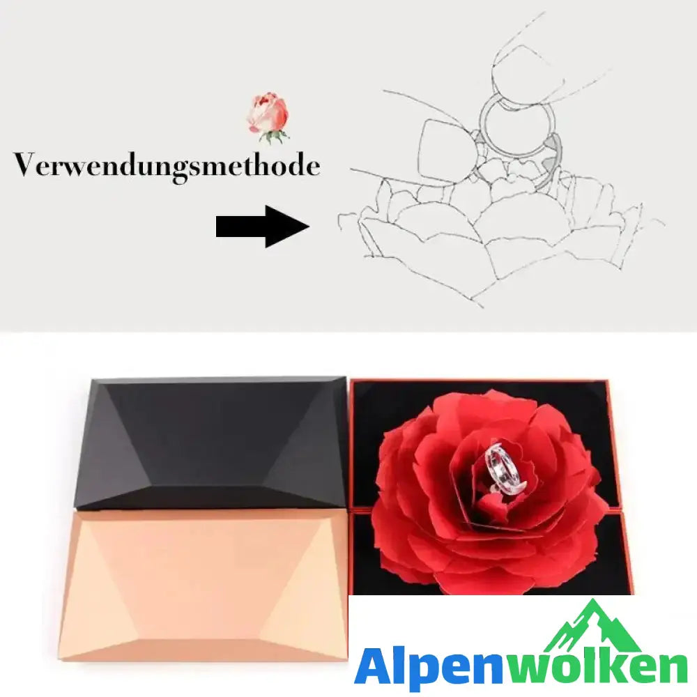 Alpenwolken - 3D Pop Up Rose Ringschachtel