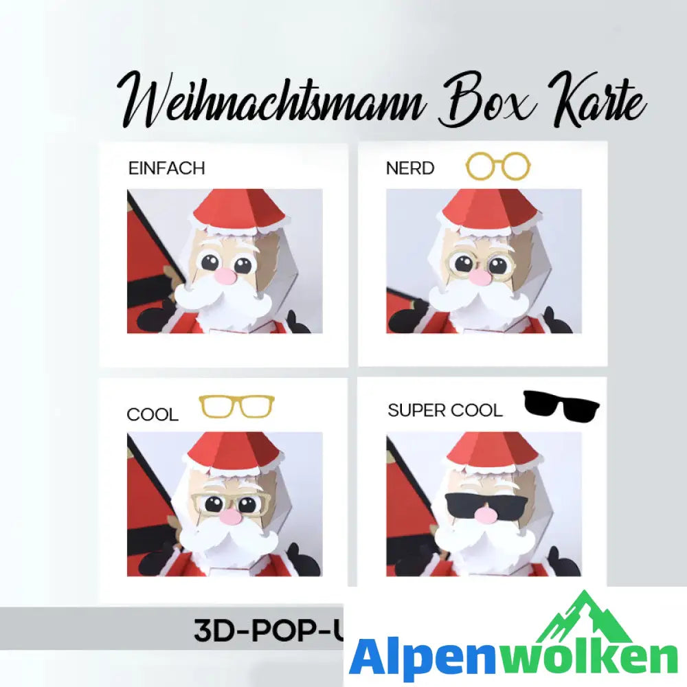 Alpenwolken - 3D-Popup-Box-Karte „Weihnachtsmann-Streich“