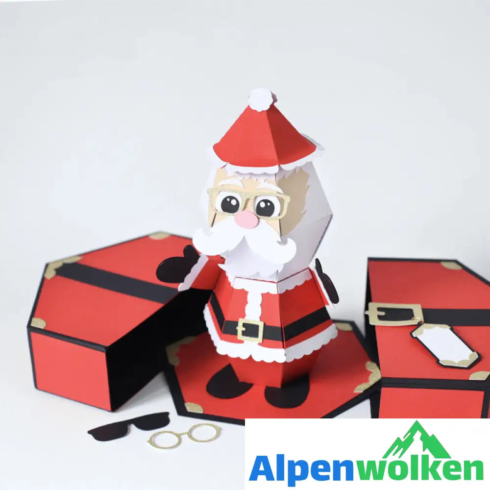 Alpenwolken - 3D-Popup-Box-Karte „Weihnachtsmann-Streich“