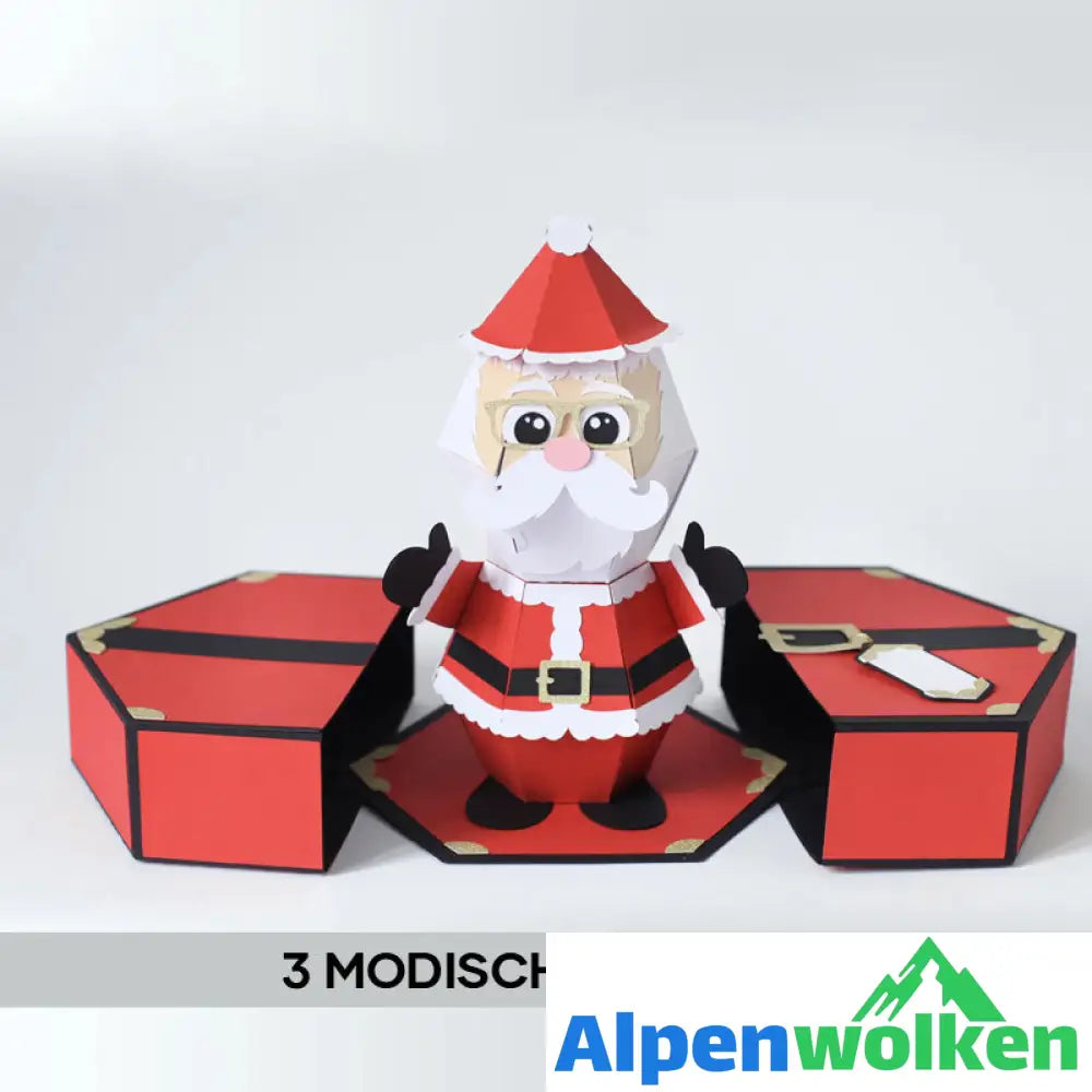 Alpenwolken - 3D-Popup-Box-Karte „Weihnachtsmann-Streich“