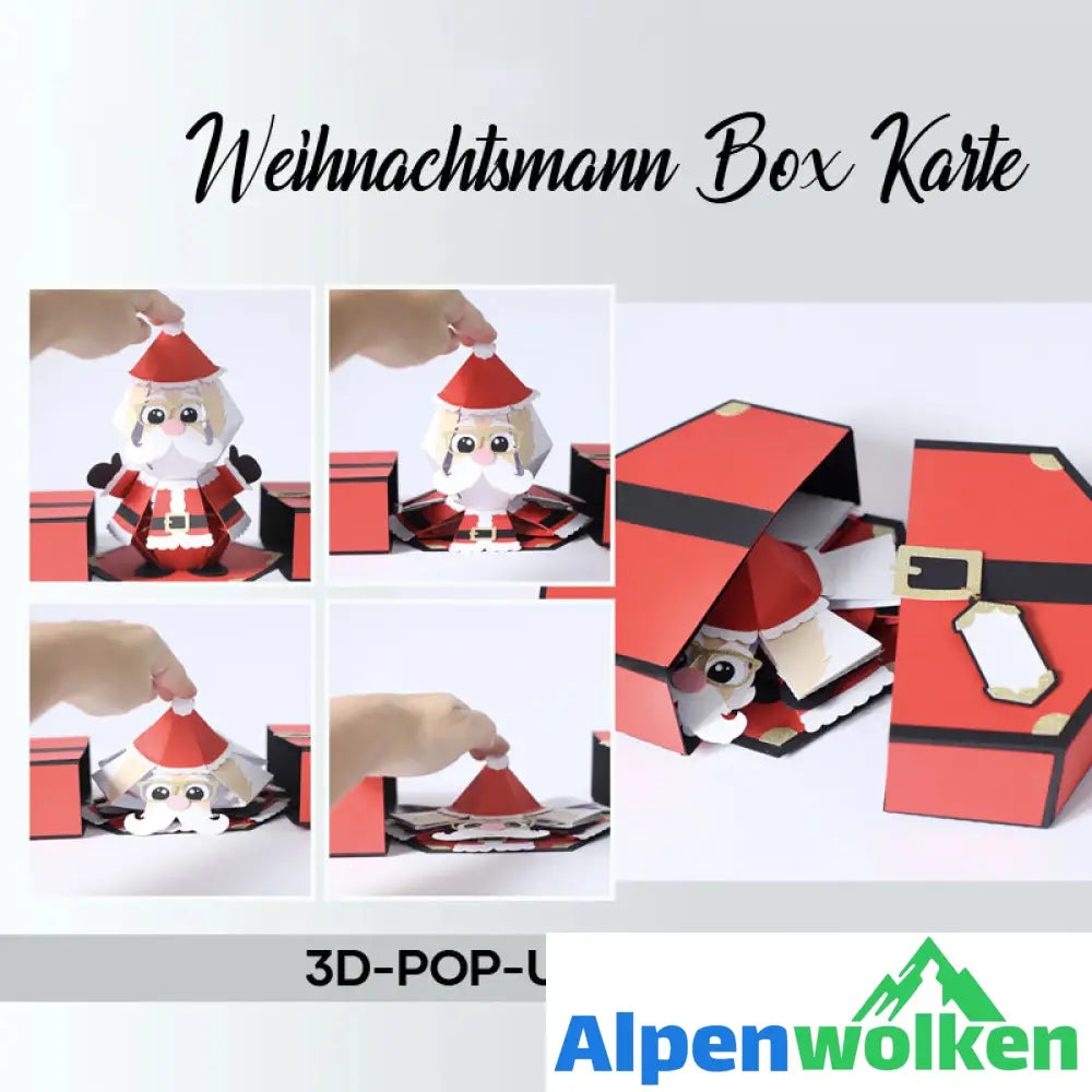 Alpenwolken - 3D-Popup-Box-Karte „Weihnachtsmann-Streich“