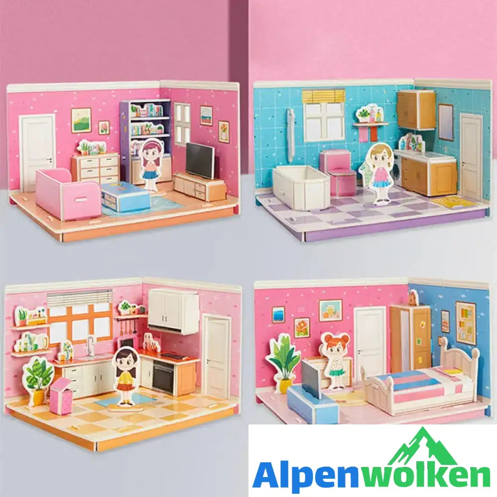 Alpenwolken - 3D Stereoskopisches Puzzle SCHLAFZIMMER + WOHNZIMMER + KÜCHE + BADEZIMMER