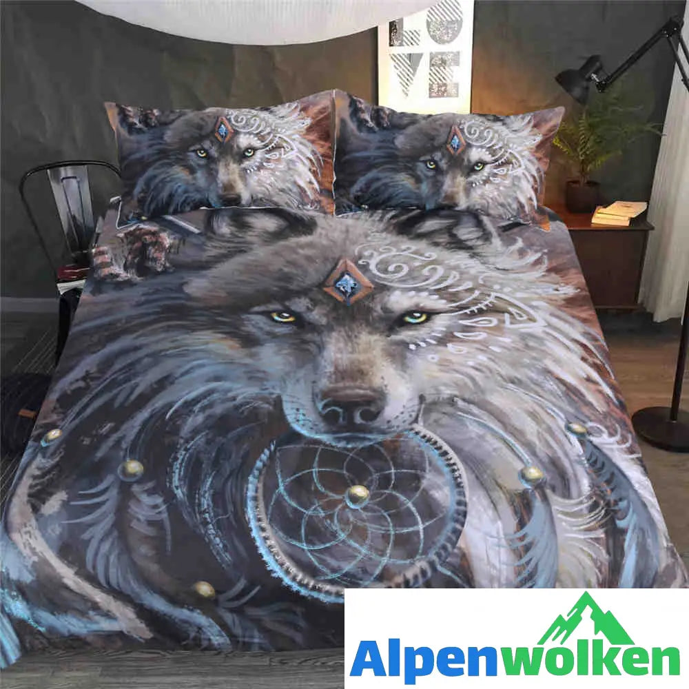 Alpenwolken - 3D Wolf Bettbezug 135x200cm (2pcs set)