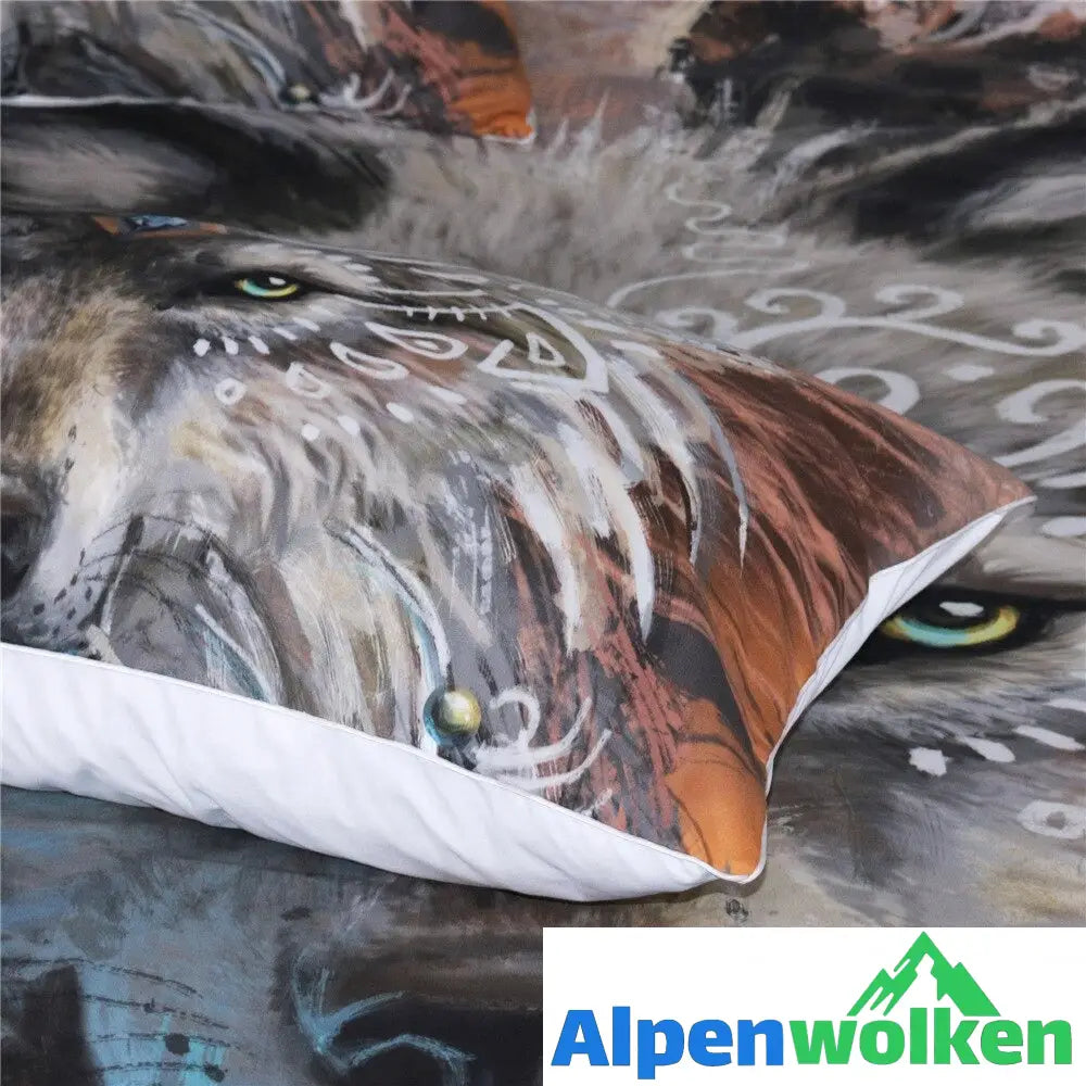 Alpenwolken - 3D Wolf Bettbezug