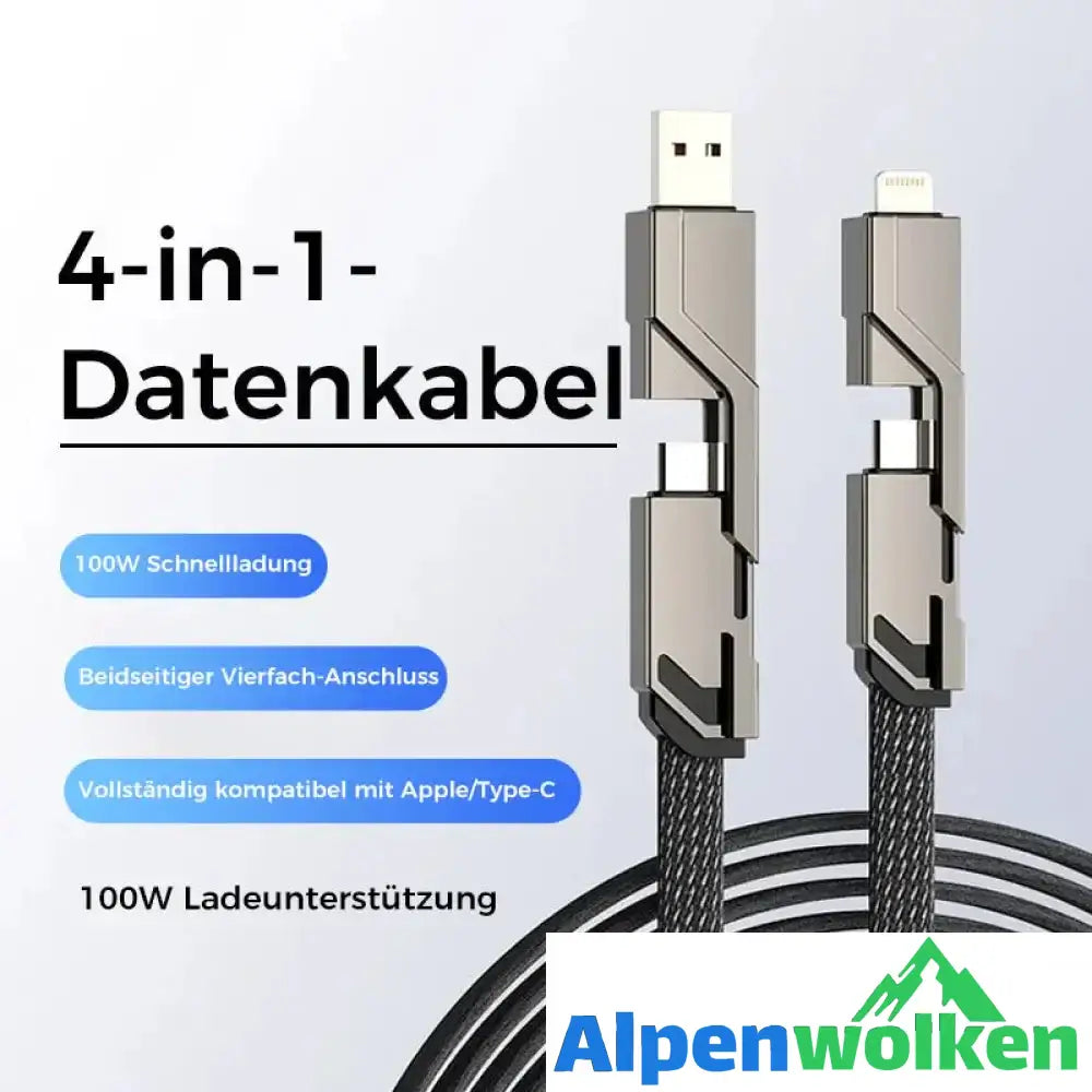 Alpenwolken - 4-in-1 geflochtenes Anti-Verwicklungs-Ladekabel