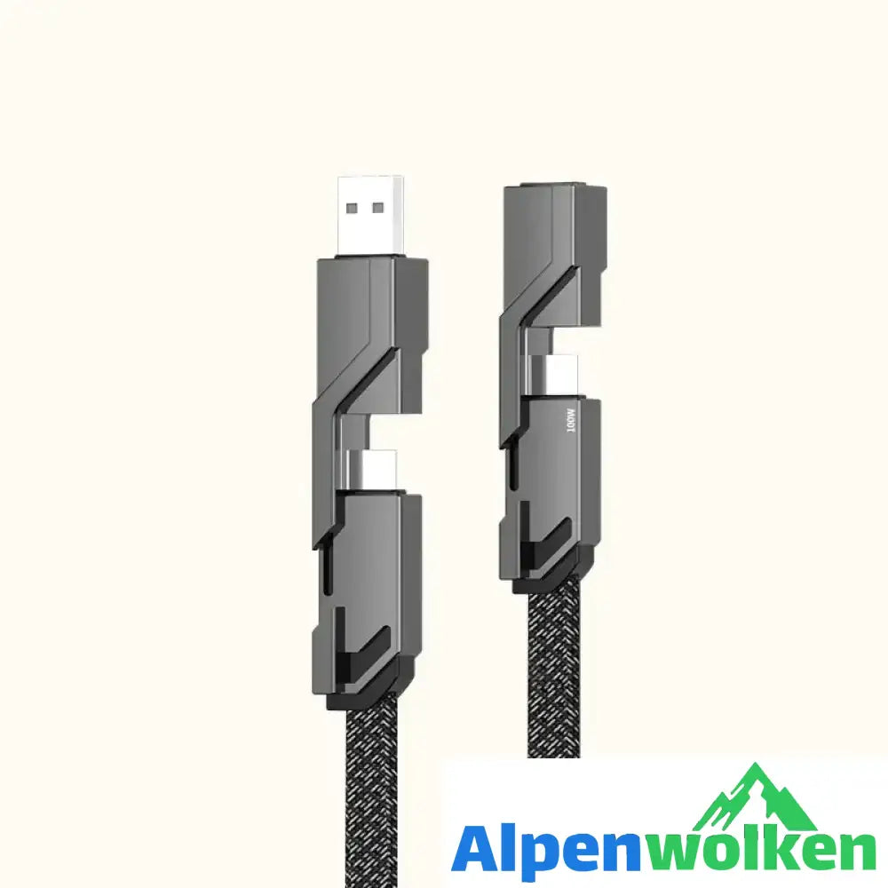 Alpenwolken - 4-in-1 geflochtenes Anti-Verwicklungs-Ladekabel Schwarz