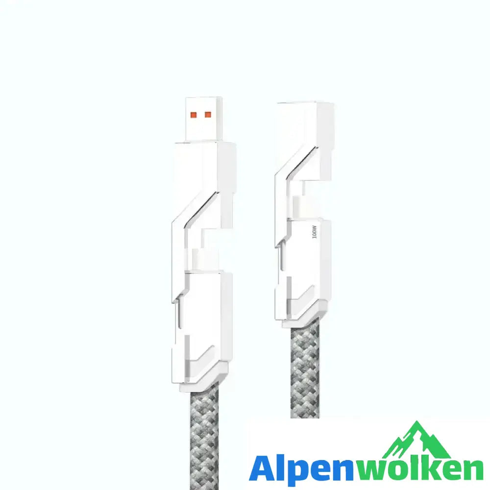 Alpenwolken - 4-in-1 geflochtenes Anti-Verwicklungs-Ladekabel Silber