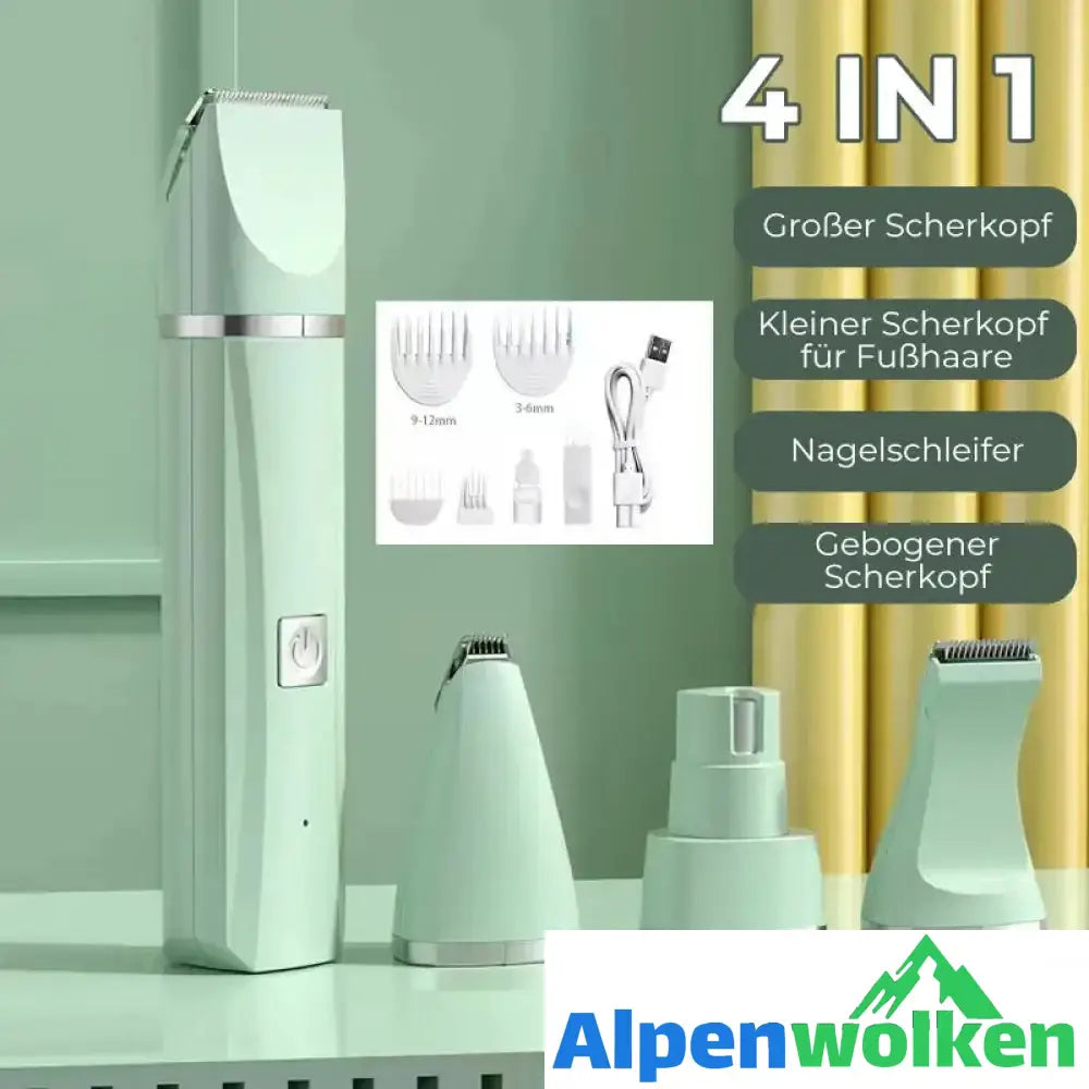 Alpenwolken - 4-in-1 Haustier-Rasierer grün Groß+ klein + Nagelschleifer+ Gebogen