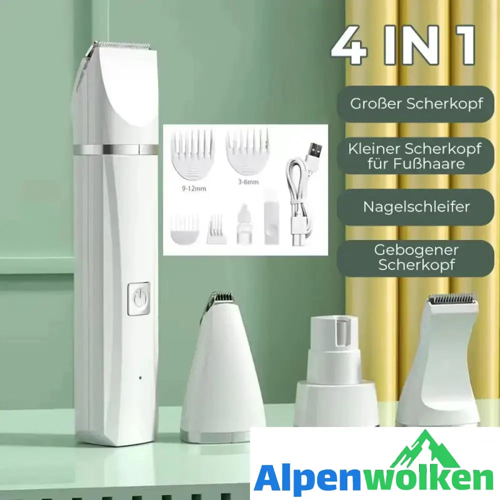 Alpenwolken - 4-in-1 Haustier-Rasierer weiß Groß+ klein + Nagelschleifer+ Gebogen