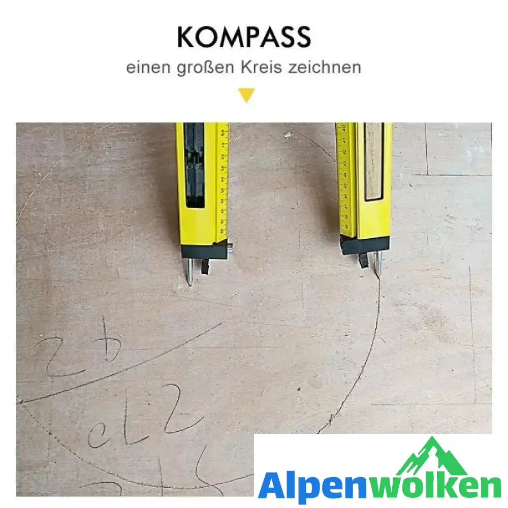 Alpenwolken - 4-in-1-Kompass-Winkelmesser aus Aluminiumlegierung