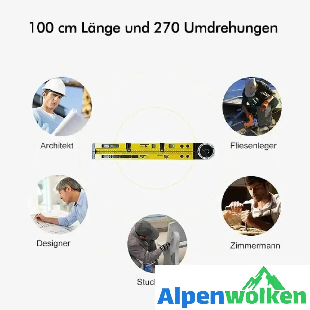 Alpenwolken - 4-in-1-Kompass-Winkelmesser aus Aluminiumlegierung