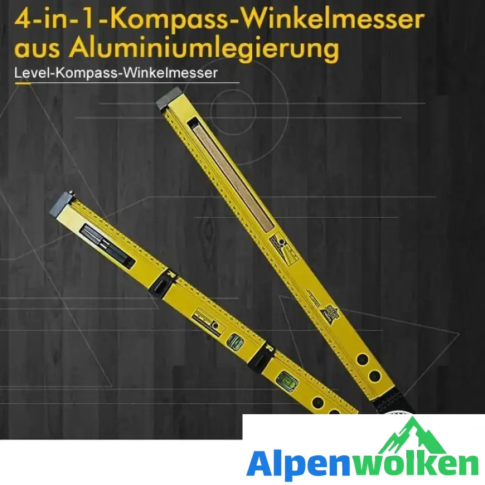 Alpenwolken - 4-in-1-Kompass-Winkelmesser aus Aluminiumlegierung