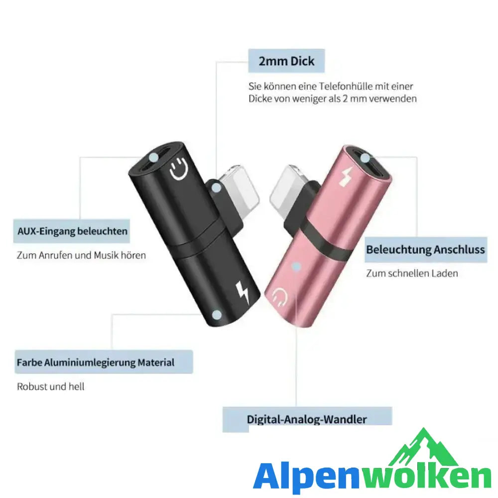 Alpenwolken - 4 in 1 Kopfhörer Blitzadapter für iPhone