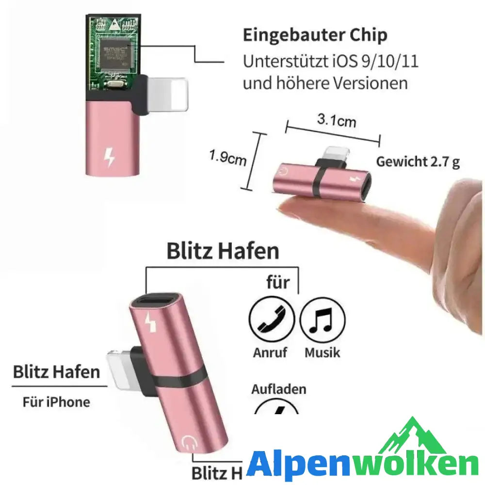 Alpenwolken - 4 in 1 Kopfhörer Blitzadapter für iPhone