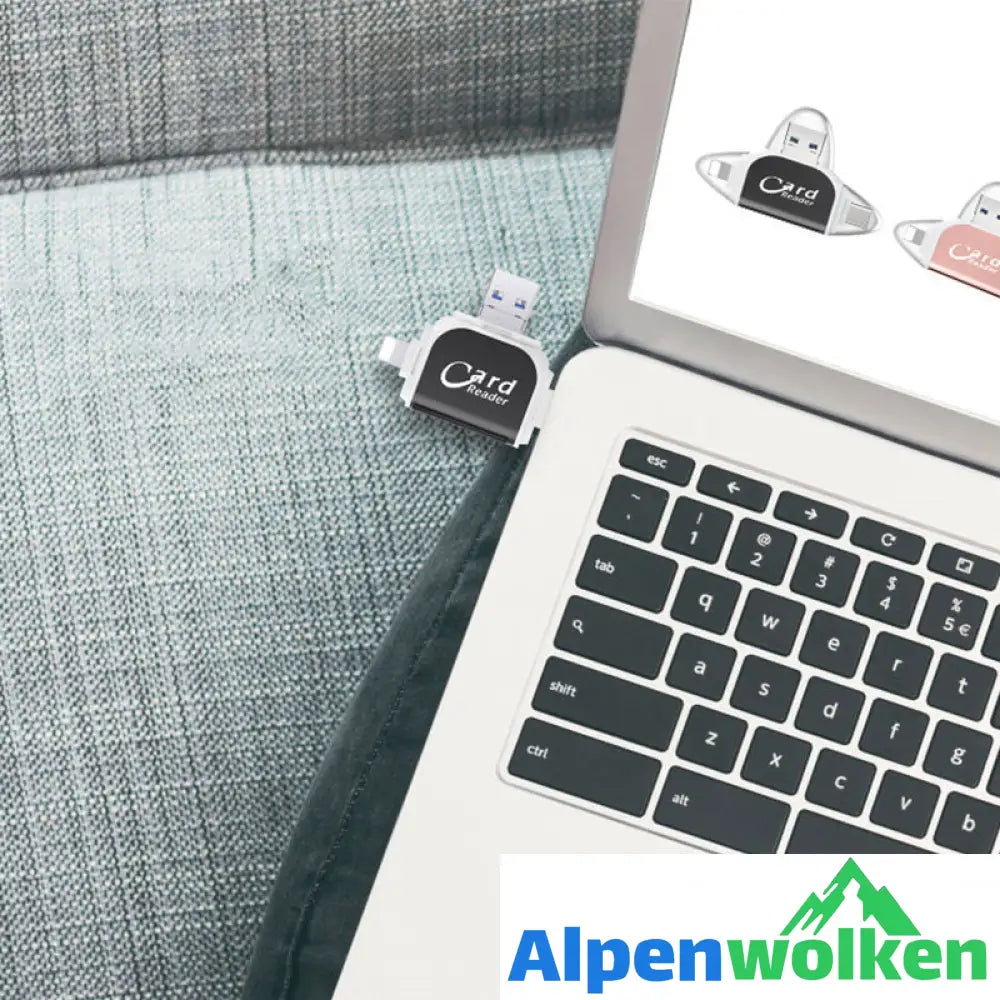 Alpenwolken - 4-in-1-Universal-SD-TF-Kartenleser mit mehreren Anschlüssen