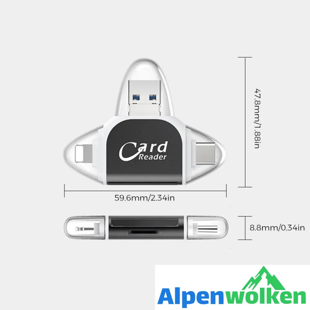 Alpenwolken - 4-in-1-Universal-SD-TF-Kartenleser mit mehreren Anschlüssen