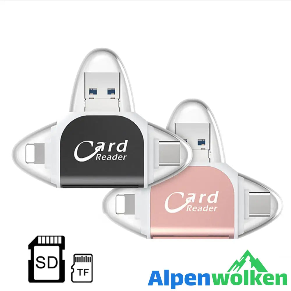 Alpenwolken - 4-in-1-Universal-SD-TF-Kartenleser mit mehreren Anschlüssen