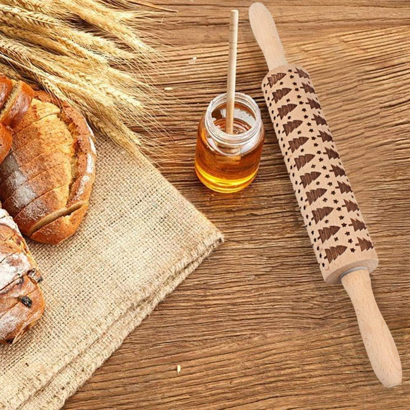 Alpenwolken - 🍪Aus Buche geschnitztes Nudelholz