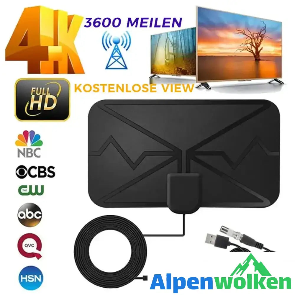 Alpenwolken - 🎁50% Rabatt🔥2023-Upgrade DIGITALE HDTV-ANTENNE 4K schwarz