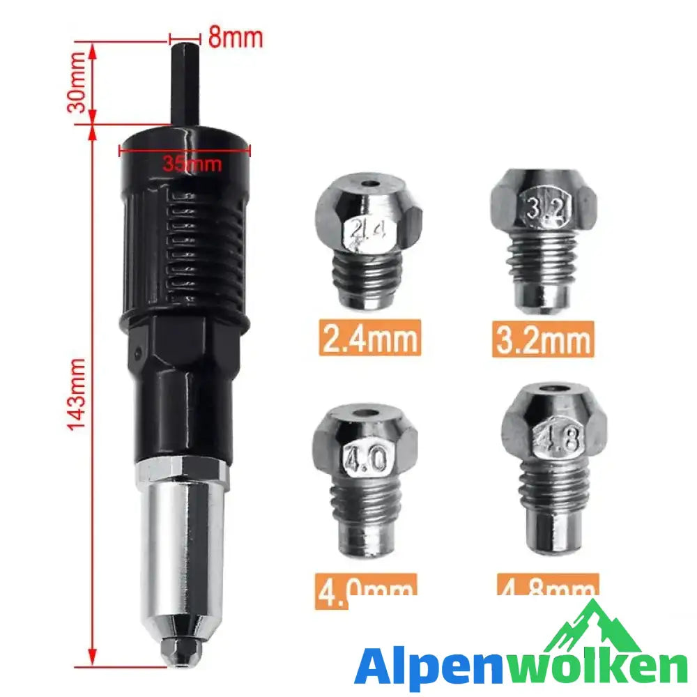 Alpenwolken - 【🔥50% RABATT 🔥】Professionelles Nietpistolen-Adapter-Kit 🛠Mit 4 Stk. Verschiedene Düsenschrauben