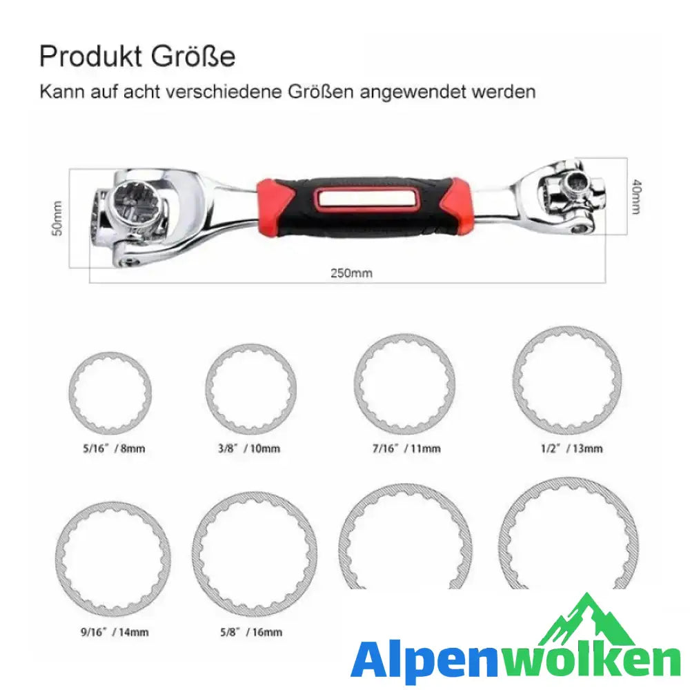 Alpenwolken - 52 in 1 Universal 360° drehbarer Kopf Gummigriff Steckschlüssel