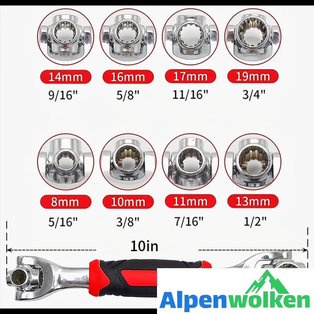 Alpenwolken - 52in1Universal 360° drehbarer Kopf Gummigriff Steckschlüssel