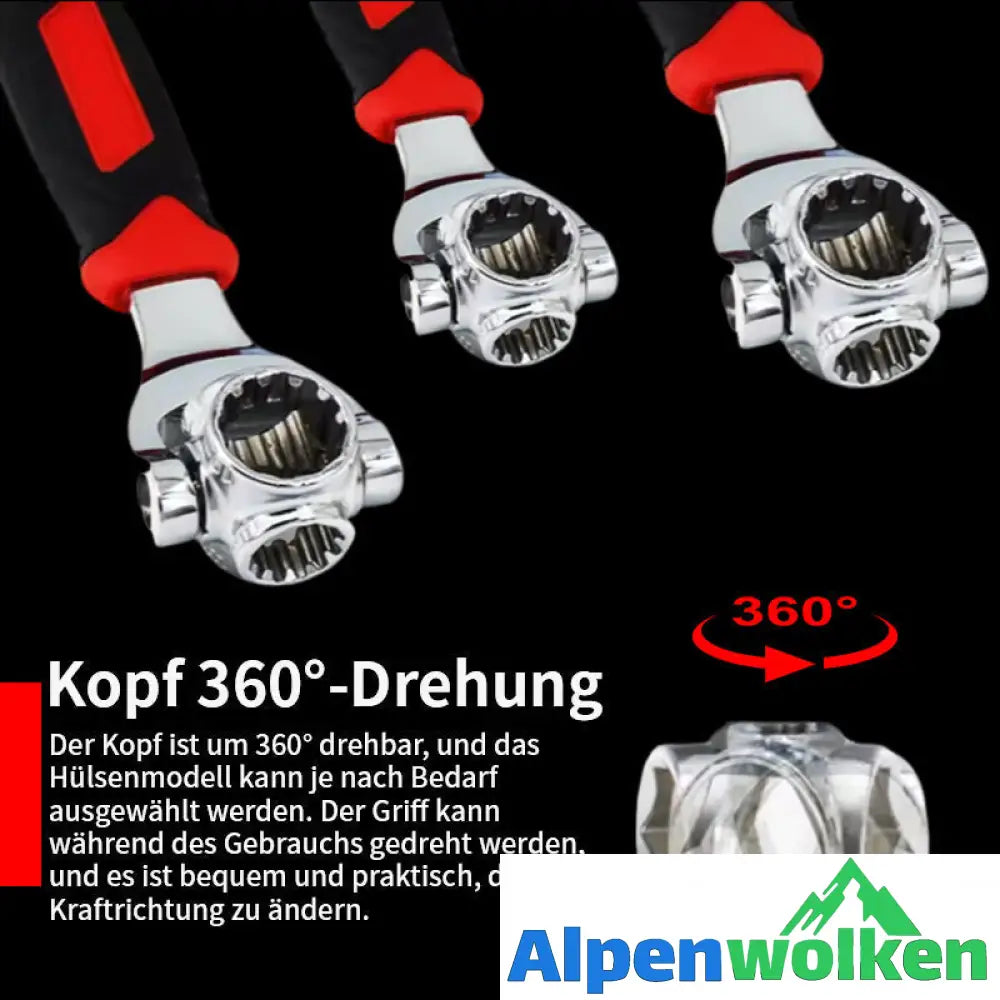 Alpenwolken - 52in1Universal 360° drehbarer Kopf Gummigriff Steckschlüssel