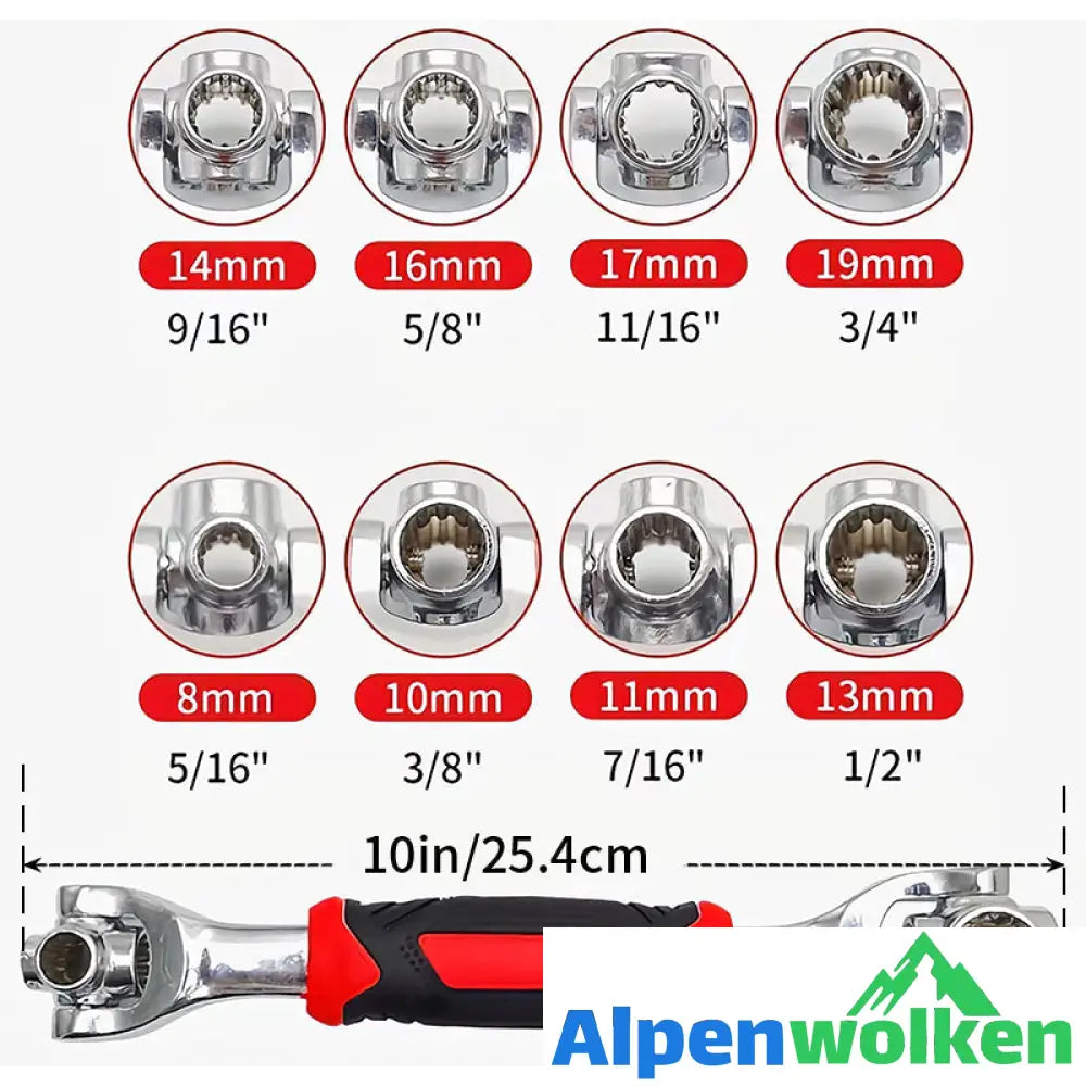 Alpenwolken - 52in1Universal 360° drehbarer Kopf Gummigriff Steckschlüssel