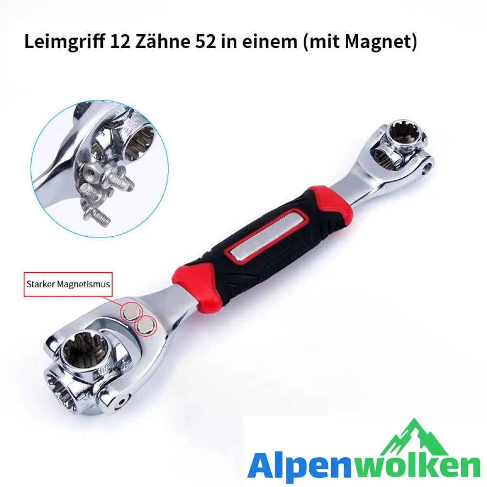 Alpenwolken - 52in1Universal 360° drehbarer Kopf Gummigriff Steckschlüssel magnetisch