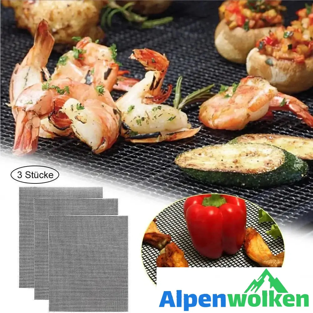 Alpenwolken - 🔥55% Rabatt🔥Teflon Netz Grillmatte antihaft wiederverwendbar, eckig 33x40 cm, 1/3 pc