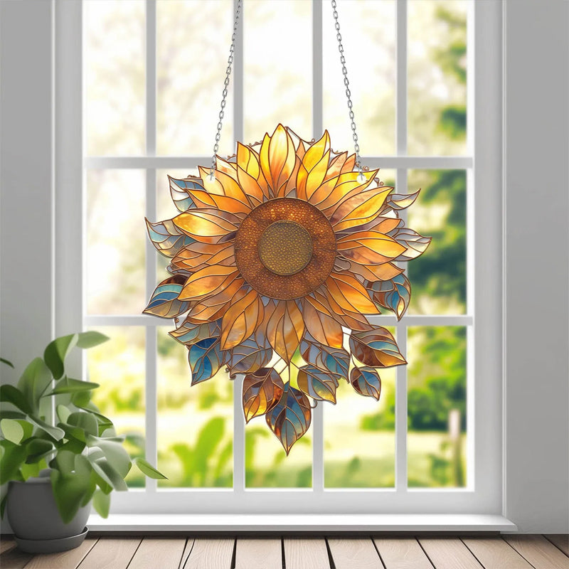 Alpenwolken - Sonnenblume Acryl Fenster hängend