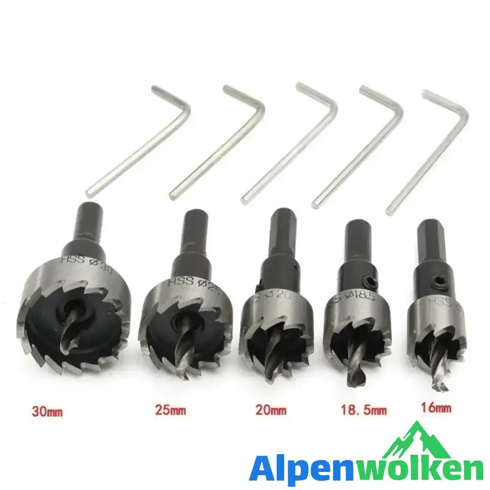 Alpenwolken - 5PCS Carbide Spitze HSS Bohrer Lochsäge Set Edelstahl Metall Legierung 16-30mm