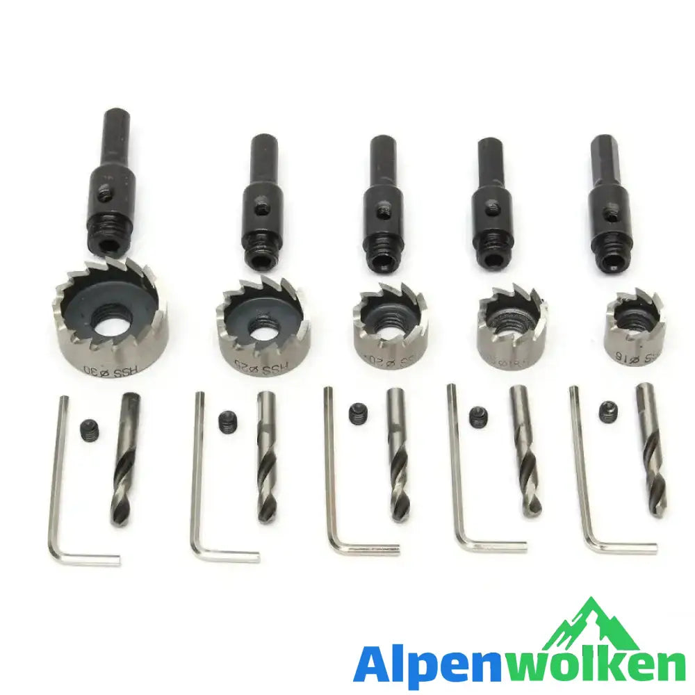 Alpenwolken - 5PCS Carbide Spitze HSS Bohrer Lochsäge Set Edelstahl Metall Legierung 16-30mm