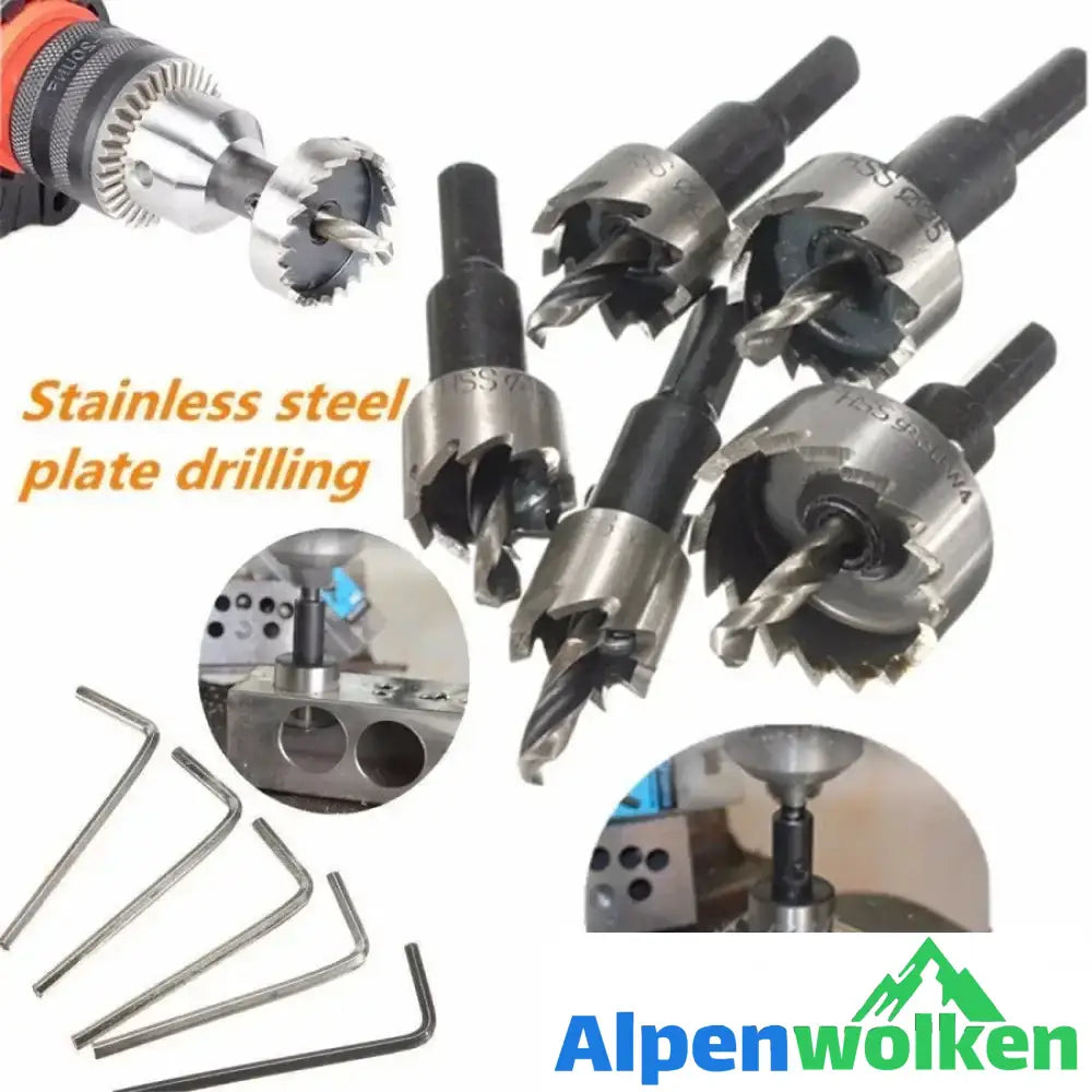 Alpenwolken - 5PCS Carbide Spitze HSS Bohrer Lochsäge Set Edelstahl Metall Legierung 16-30mm