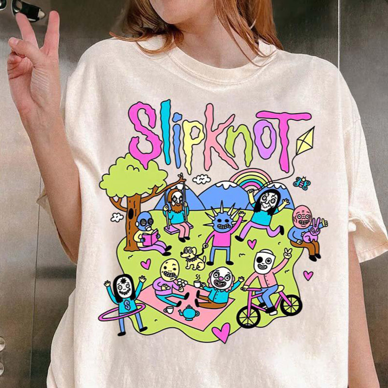 Alpenwolken - Slipknot – T-Shirt mit Aufdruck „Happy Times“