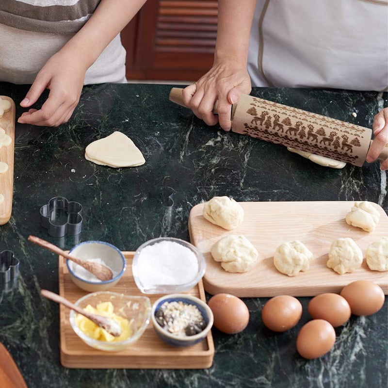 Alpenwolken - 🍪Aus Buche geschnitztes Nudelholz