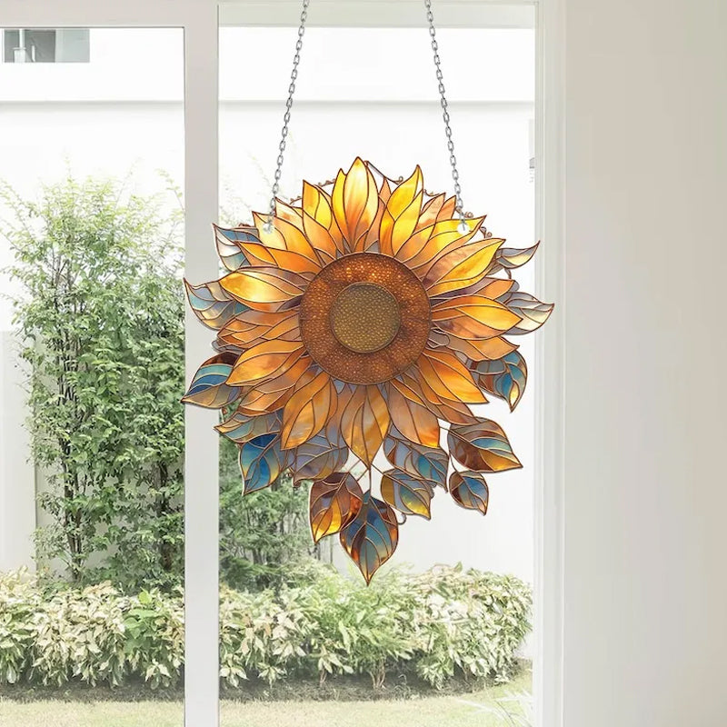 Alpenwolken - Sonnenblume Acryl Fenster hängend