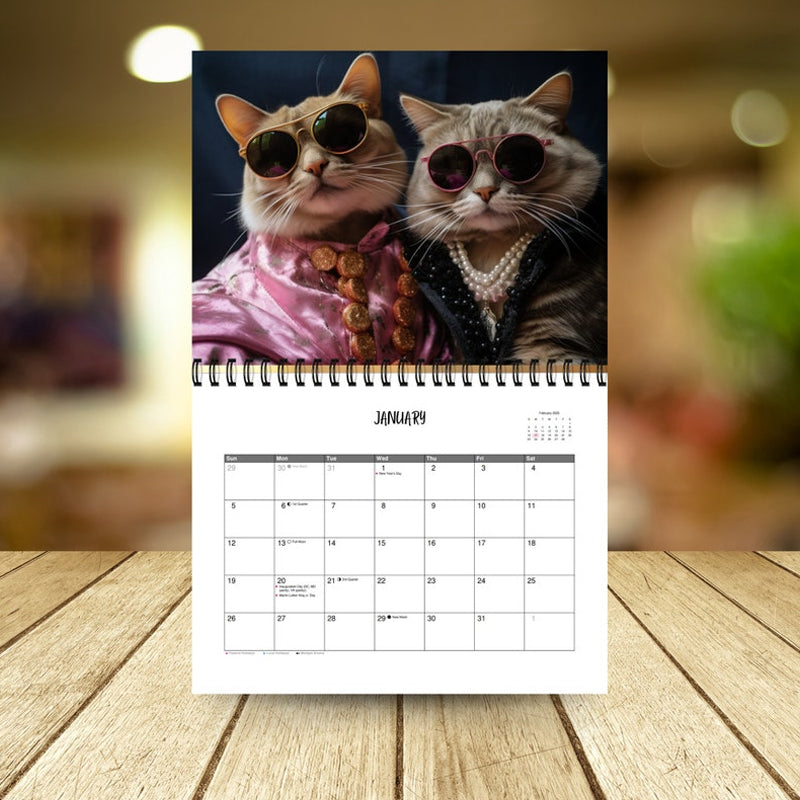 Alpenwolken - 2025 Stilvoller Katzenkalender/Geschenk für Katzenliebhaber