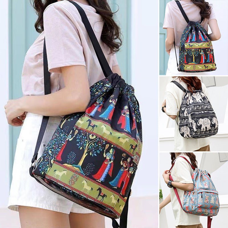 Alpenwolken - Ethnic Style Drawstring Shoulder Bag