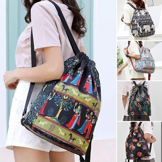 Alpenwolken - Ethnic Style Drawstring Shoulder Bag