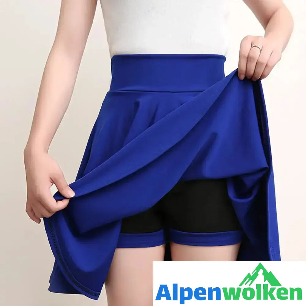 Alpenwolken - A-line elastische Taille Plissee Shorts Rock Dunkelblau