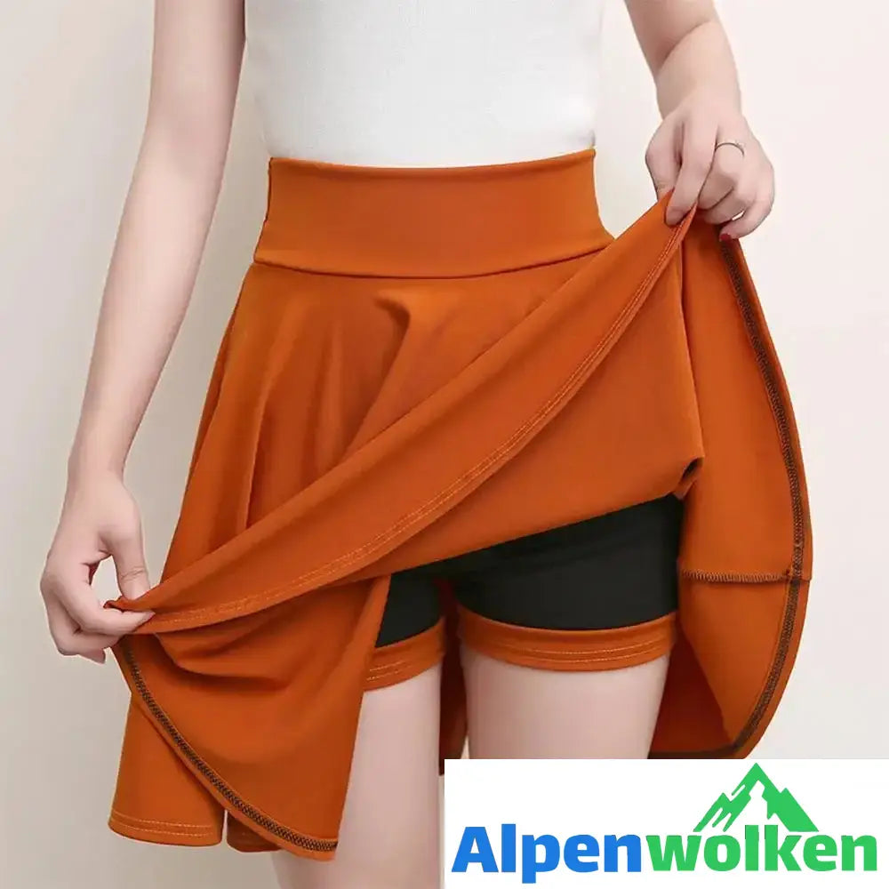 Alpenwolken - A-line elastische Taille Plissee Shorts Rock Orange