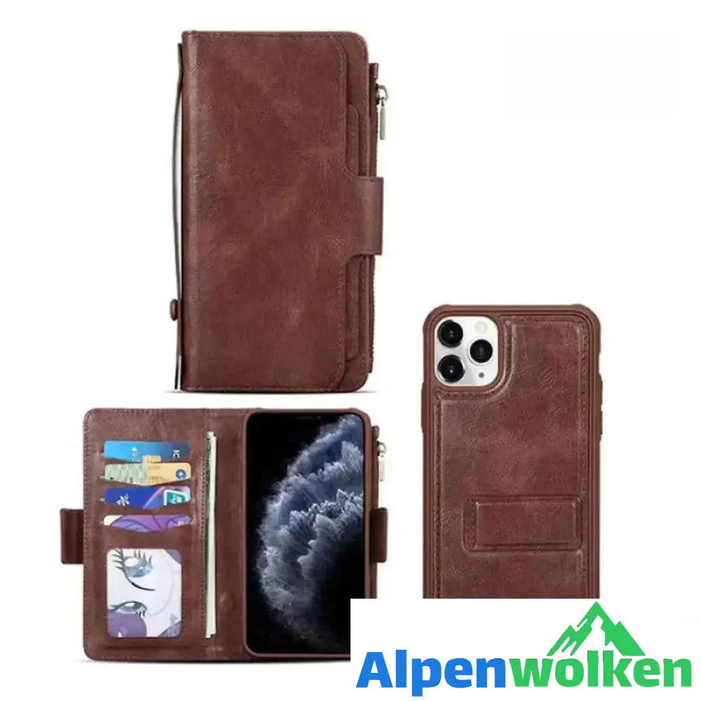 Alpenwolken - Abnehmbare Magnethülle für Iphone mit Armband Braun