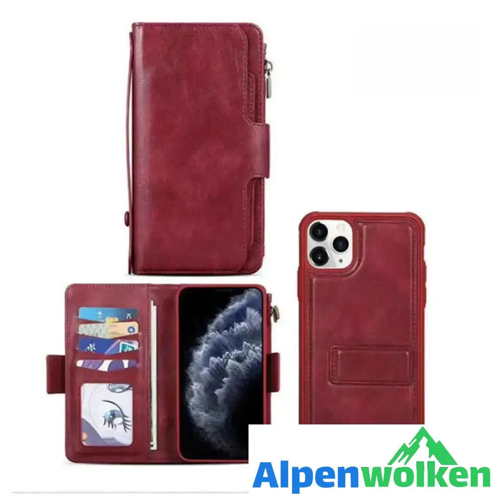 Alpenwolken - Abnehmbare Magnethülle für Iphone mit Armband Rot