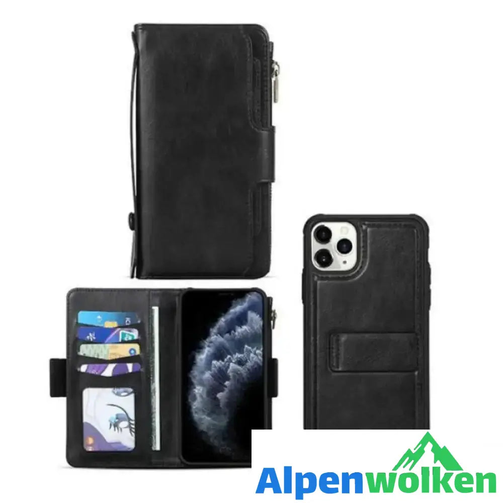 Alpenwolken - Abnehmbare Magnethülle für Iphone mit Armband Schwarz