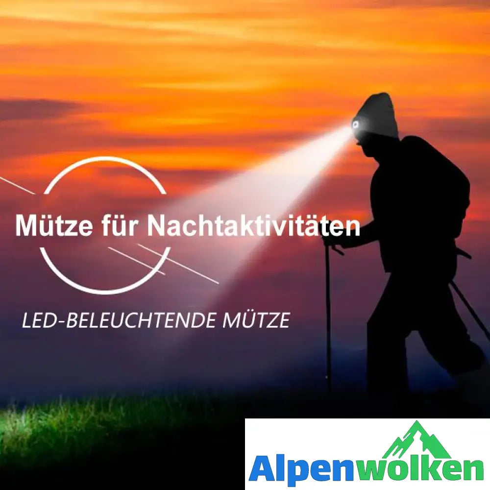 Alpenwolken - Abziehbar LED Stirnlampe Beanie Mütze