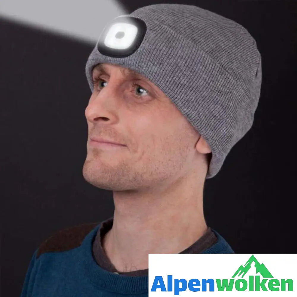 Alpenwolken - Abziehbar LED Stirnlampe Beanie Mütze