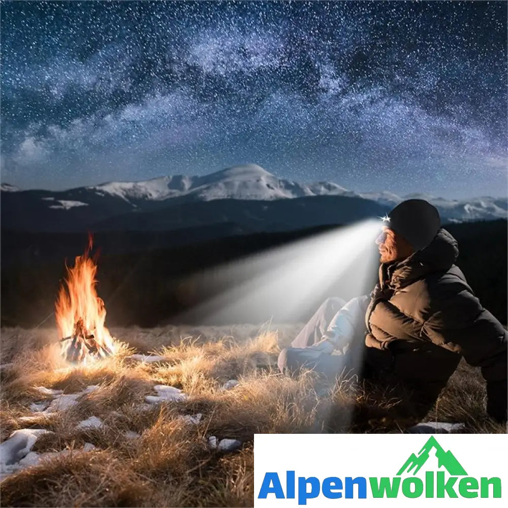 Alpenwolken - Abziehbar LED Stirnlampe Beanie Mütze