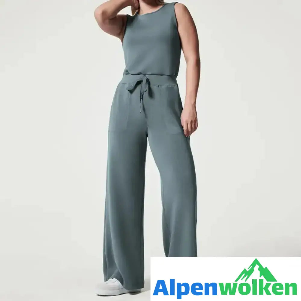 Alpenwolken - Ärmelloser einfarbiger Overall | festival outfit Blau-grau