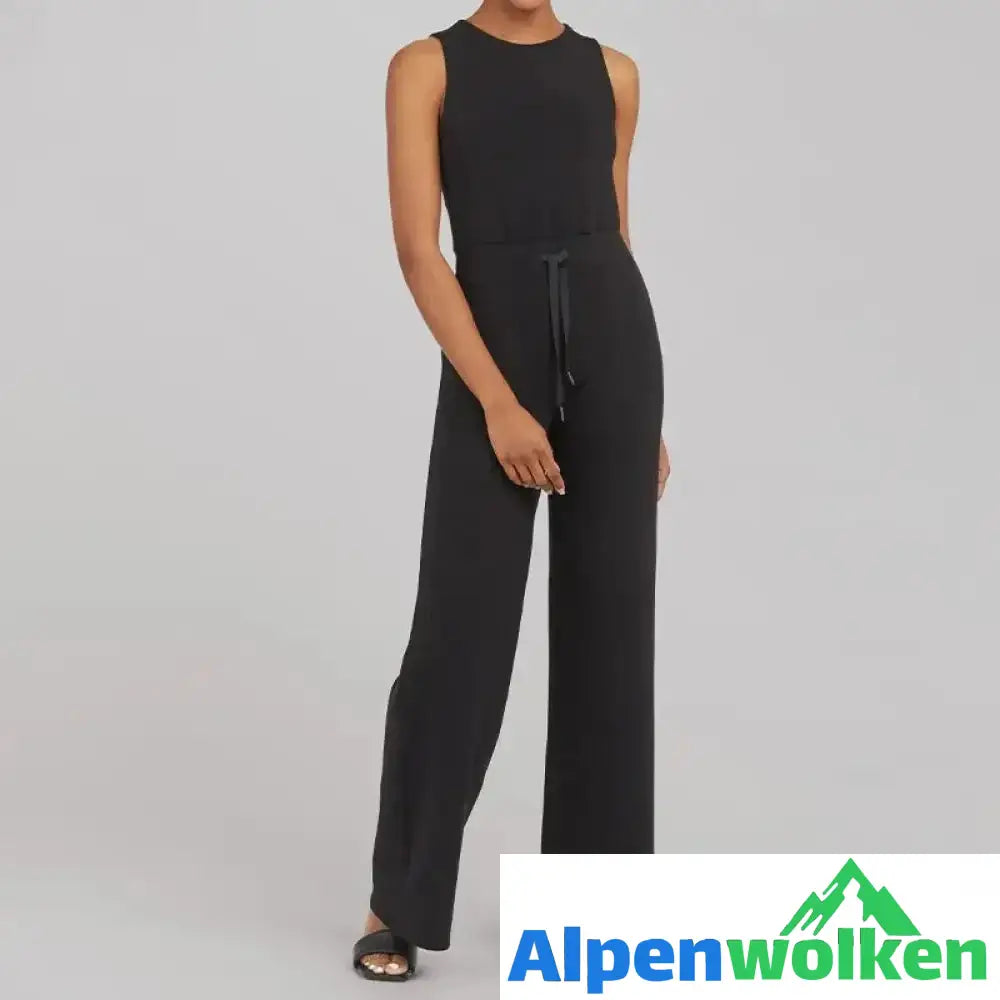 Alpenwolken - Ärmelloser einfarbiger Overall | festival outfit Schwarz